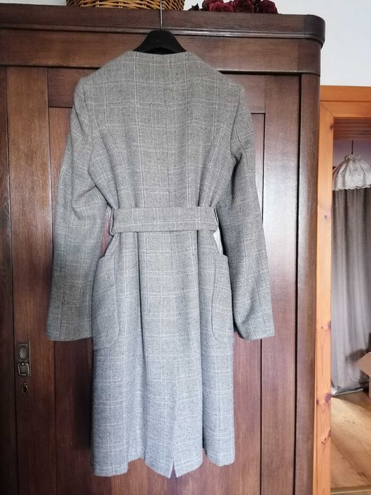Płaszcz trencz A WEAR z wełną wełna bufki 38/40 M/L