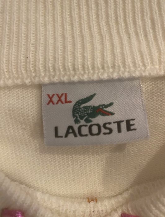 Lacoste biały sweter w paski