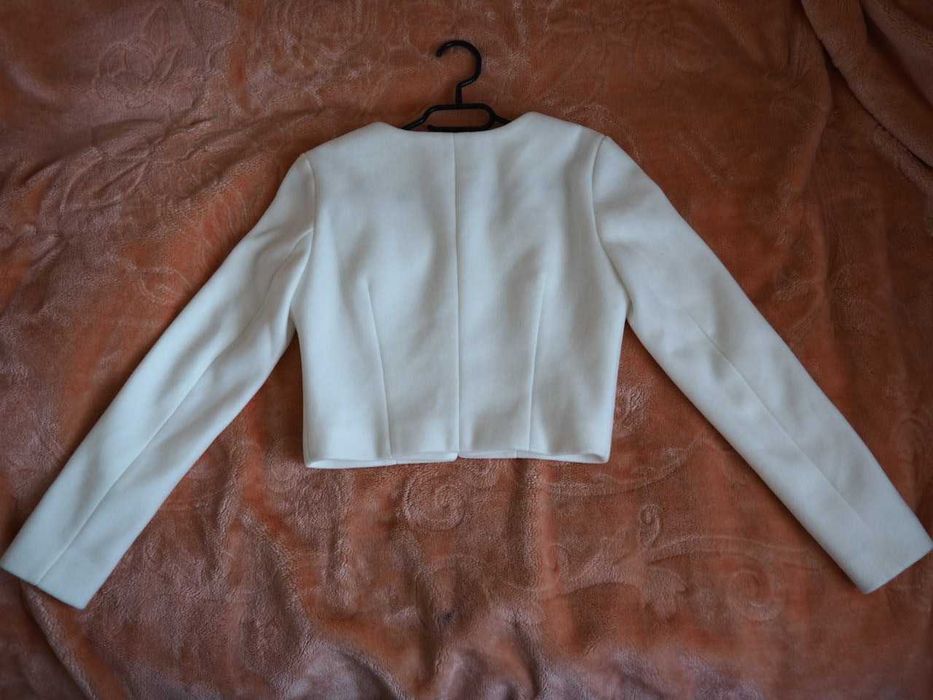 płaszcz ślubny ivory wełna i kaszmir perły S 36 M Artpodium studio