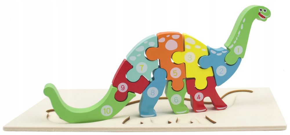 lt427 puzzle edukacyjne dinozaur 3d montessori drewniane puzzle