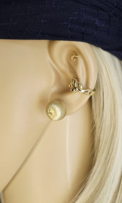 Złote kolczyki kulki satynowane próba 585 14k