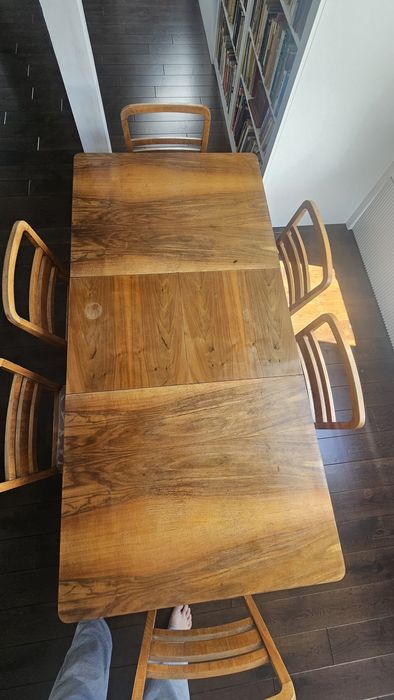 Stół z krzesłami art deco vintage PRL