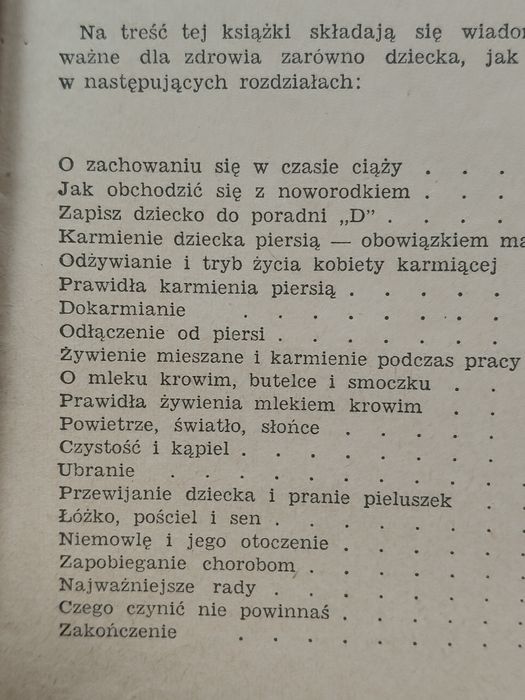 Książka stara o karmieniu i pielęgnowaniu niemowląt 1962rok