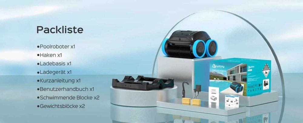 Robô limpa-piscinas Winny 800 sem fios, a bateria, com aplicação Wi-Fi