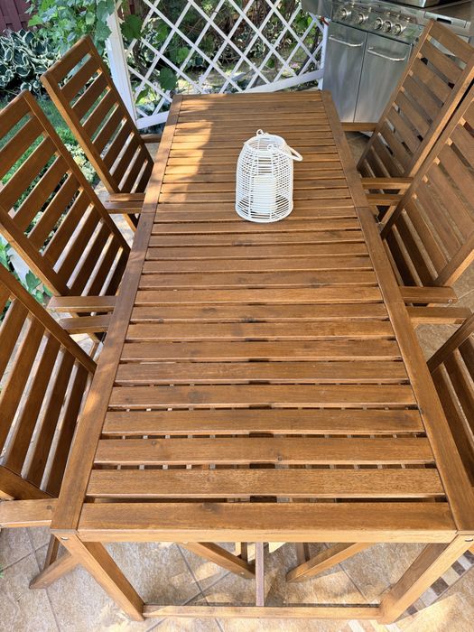 IKEA NÄMMARÖ stół + 6 krzeseł ogrodowych | akacja | zestaw