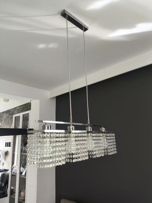 Lampa stół kryształki kinkiet zestaw srebro