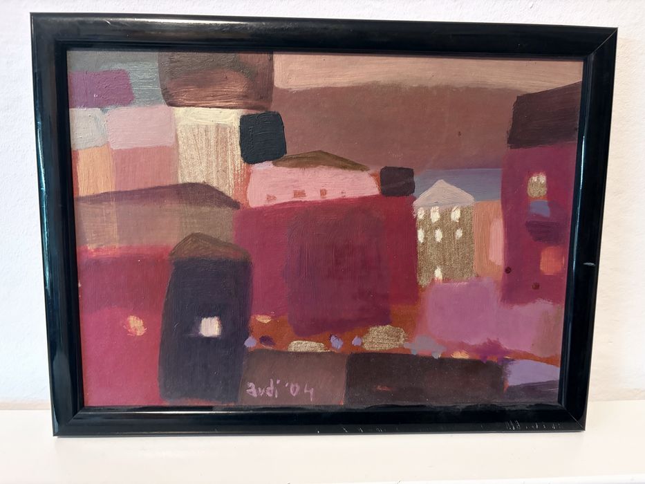 Pejzaż miejski - obraz olejny.