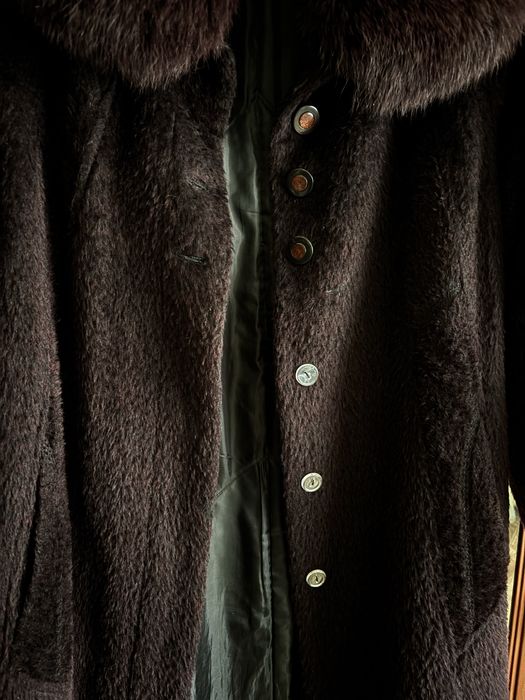 Шуба Lardi, натуральний ворс, темний колір, 128 см