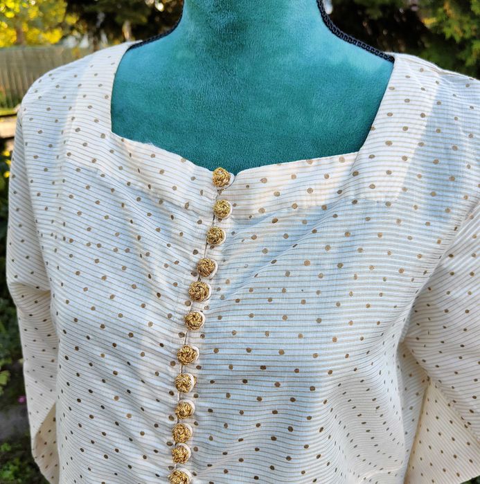 Indyjski komplet XXL 44 beżowy złoty malowany tunika kameez kurta