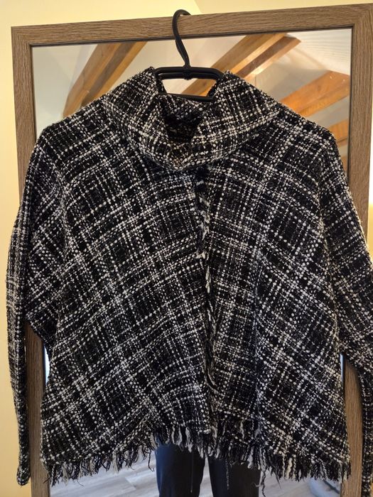 Narzutka ponczo Zara płaszczyk ze stójką S