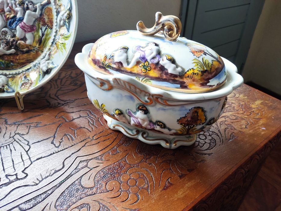 Boleia, prato e jarra antigas- anjos