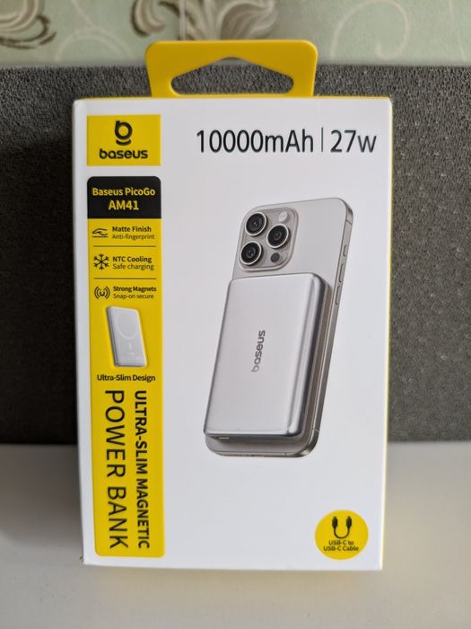 Павербанк Baseus PicoGo AM41 10000mAh | 27W PD | Qi 15W | Магнітний