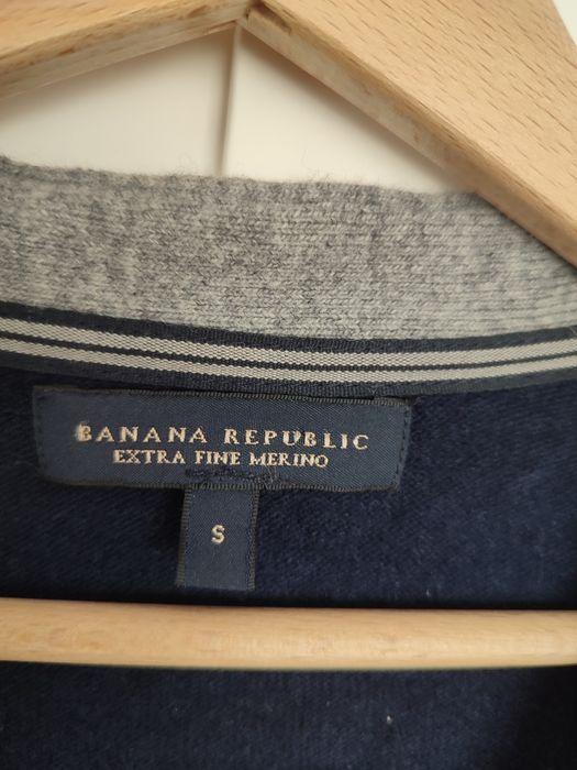 S Banana Republic granatowy sweter rozpinany, extra fine merino