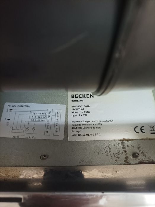 Exaustor Becken avariado