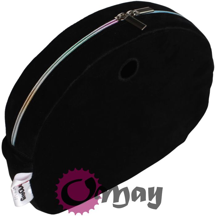 Elegancki organizer OBAG MOON LIGHT welur czarny HOLO 2 kieszenie OMAY