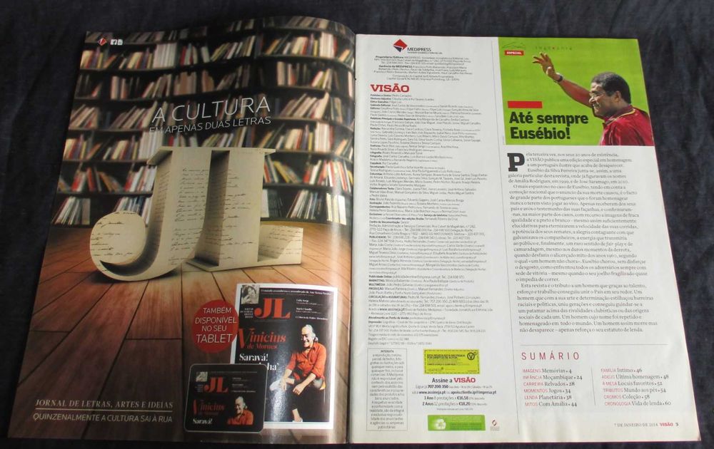 Revista Visão Edição Especial de Homenagem Eusébio