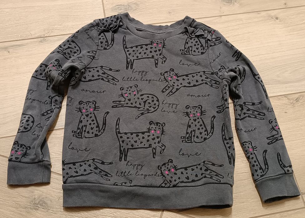George 104 110 bluza dresowa szara w kotki dla dziewczynki 104/110