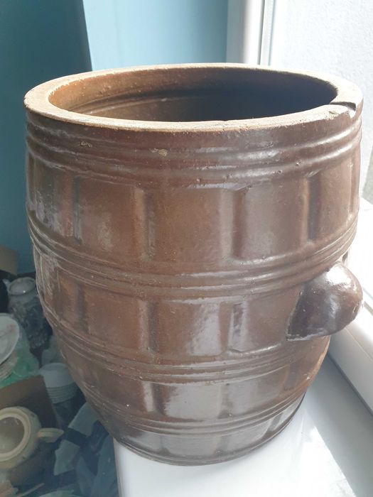 beczka duża ceramiczna do kiszonek wysokość 34 cm lata 60.