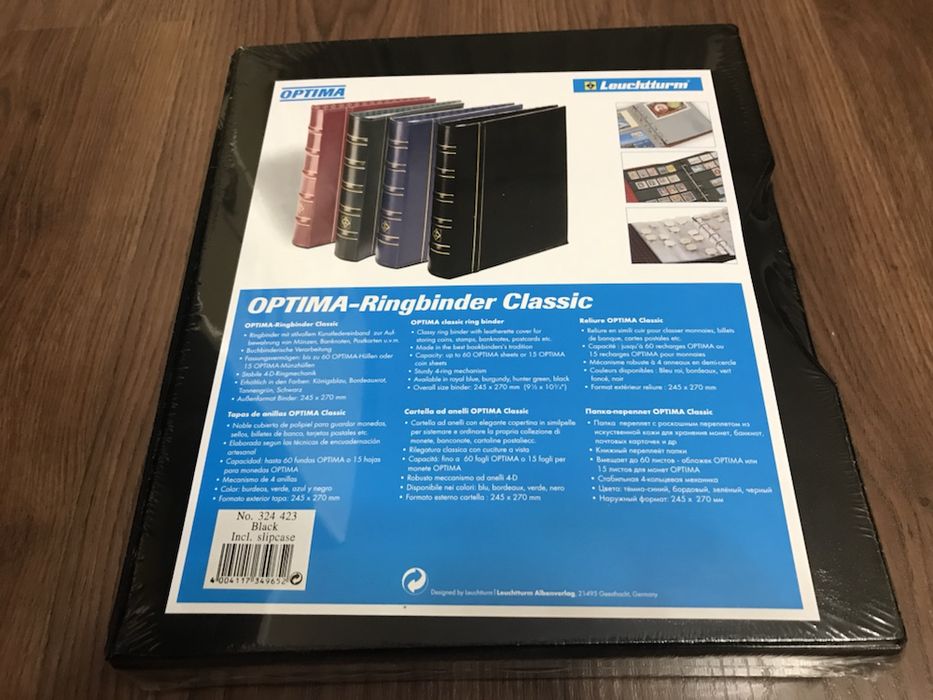 Альбом для монет, банкнот, папка OPTIMA-Classic с футляром, Leuchtturm