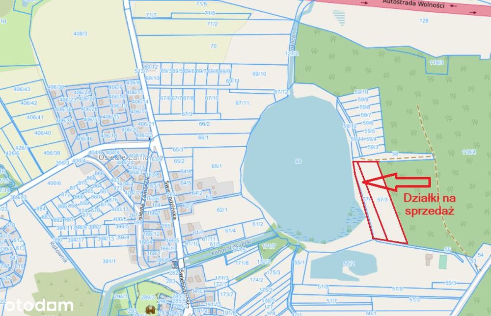 Działka w pierwszej linii brzegowej jeziora - 1,41 ha / Lubrza - Widok 2