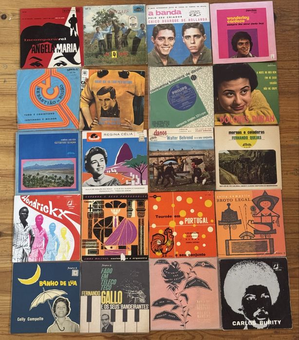 Lote de 25 singles de música portuguesa, brasileira e africana