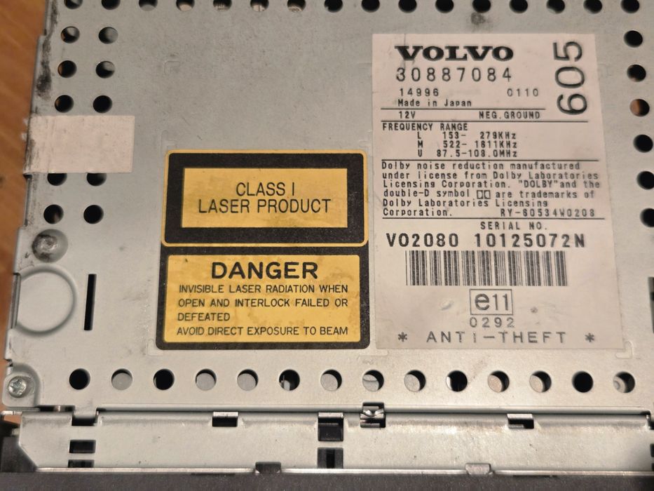 Odtwarzacz radio cd volvo