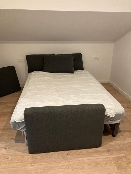 Sofá-cama IKEA FRIHETEN – 3 lugares – Skiftebo cinzento escuro