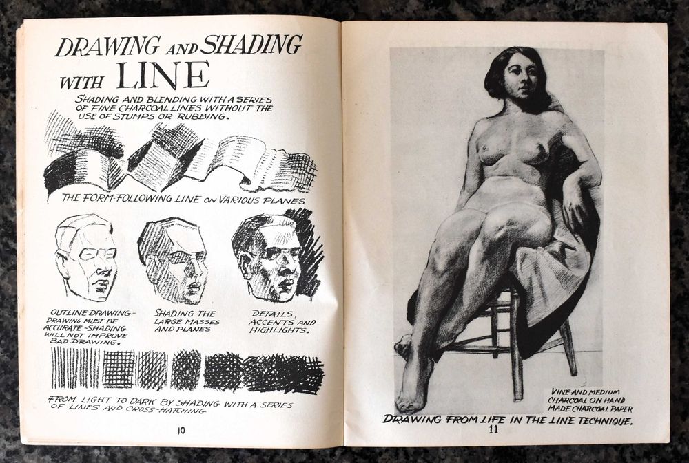 Simplified Essentials of Charcoal Drawing (antigo/vintage, 1944)