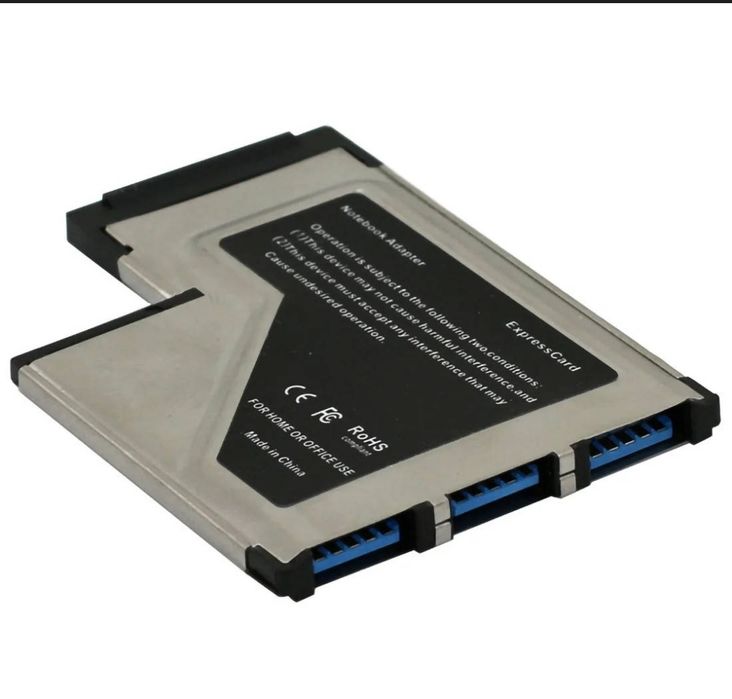 USB 3.0 адаптер для ноутбука

 Підключення: роз'єм ExpressCard 54мм