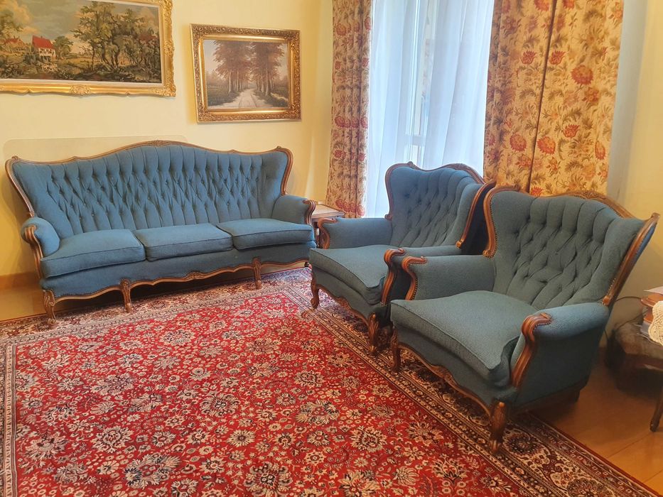 Komplet wypoczynkowy antyk sofa + fotel fotele