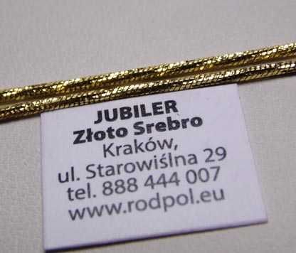 Łańcuszek okrągła diamentowana linka żyłka srebro złocone 48 cm.