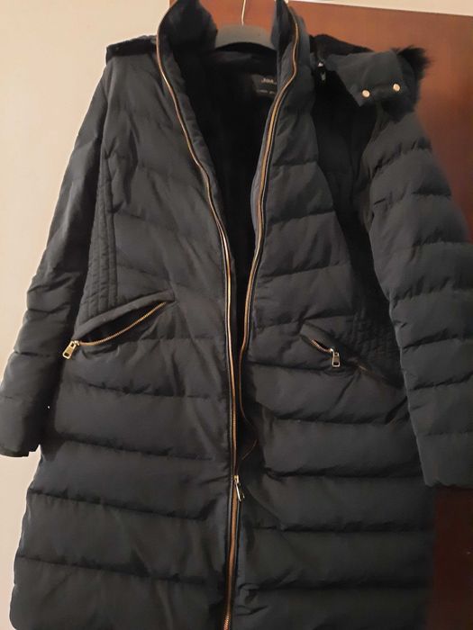 Casaco Zara comprido azul escuro