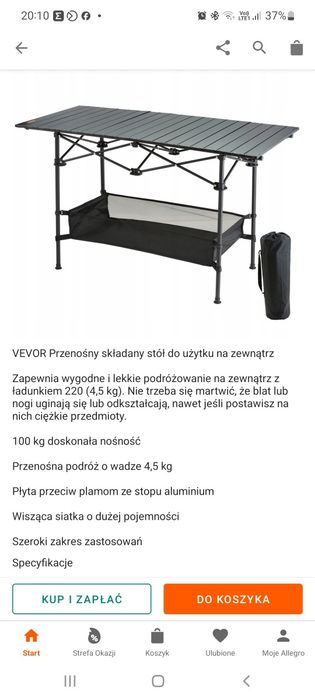 Stół kempingowy aluminiowy nowy
