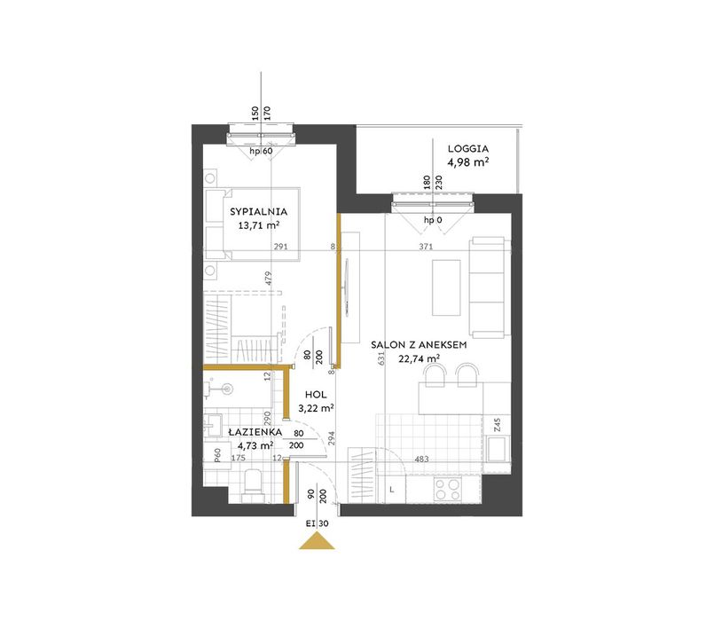 2-pokojowe mieszkanie 44,40 m² Bezpośrednio - lok. 40 - Widok 6
