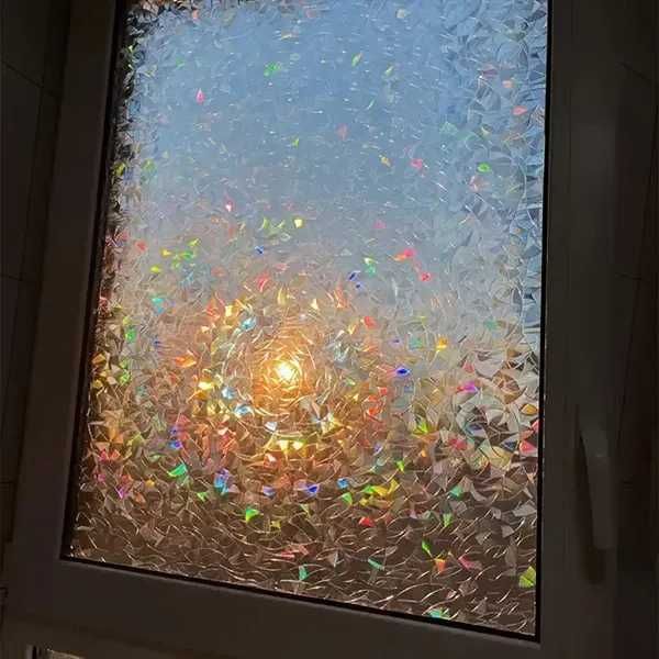 Película decorativa para janelas com efeito arco-íris (200 x 45 cm)