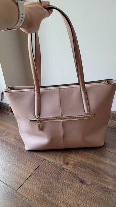 Skórzana shopperka/torba shopper/Wittchen pudrowy róż A4