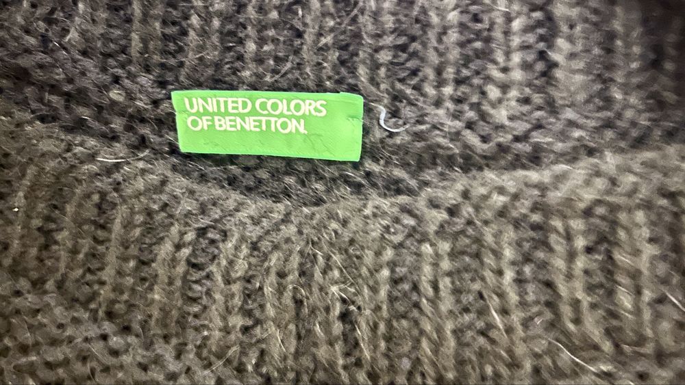 Wełniany sweter z moherem BENETTON | L | nowy