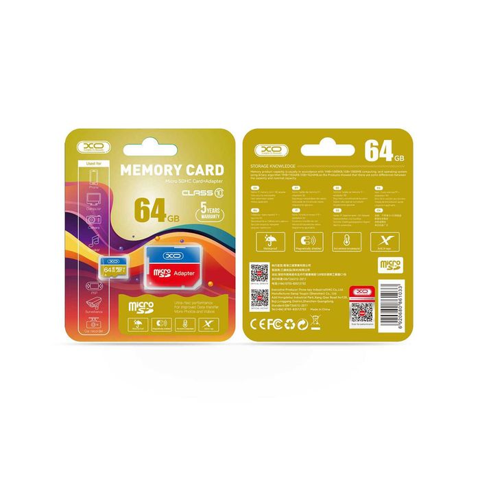 Karta Pamięci XO 64GB microSDXC kl.10 + Adapter Wysoka Wydajność
