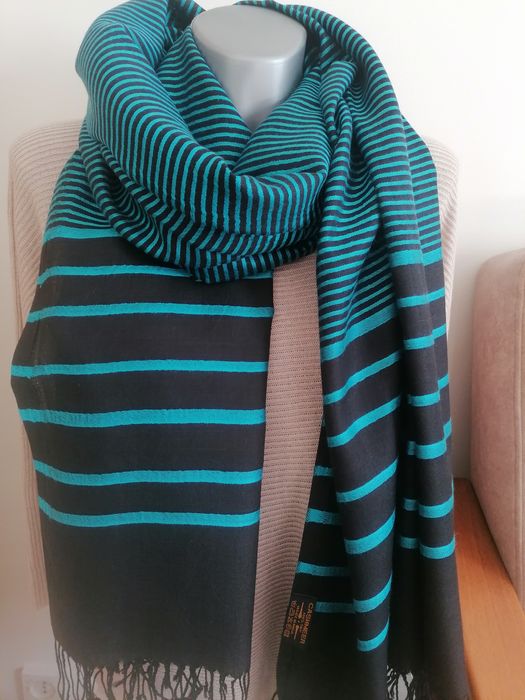 CASHMEER  100%  SILK - NOWY luksusowy  duży szal