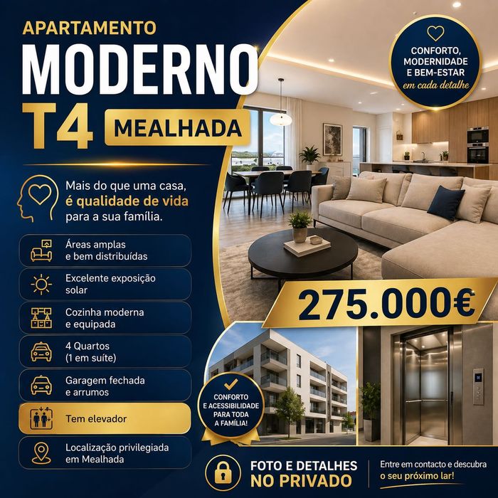 Apartamento MODERNO T4 Mealhada C/ ELEVADOR — Mealhada, Ventosa Do Bairro E Antes, Aveiro