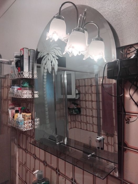 Espelho de casa de banho 90×70 cm com iluminação 3 lâmpadas