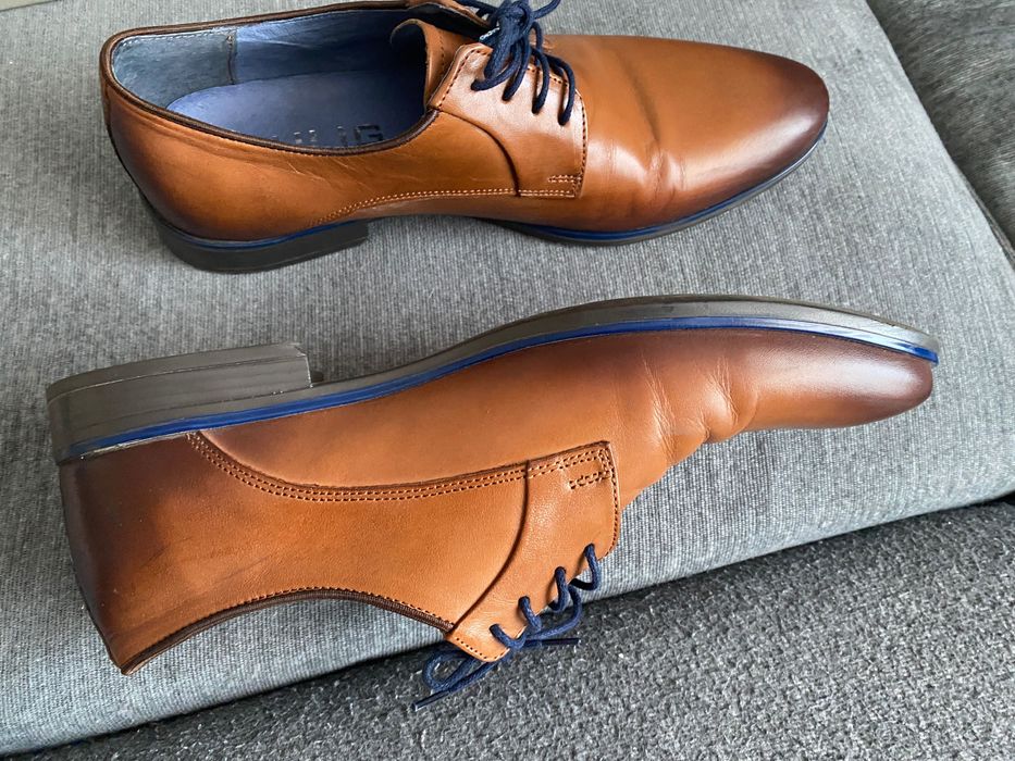 Brązowe półbuty wizytowe skórzane, polski producent, 42