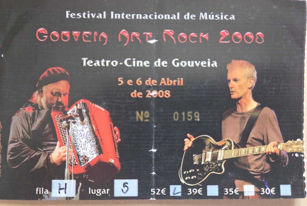 Bilhetes antigos concertos rock
