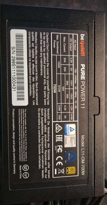 Zasilacz be quiet! Pure Power 11 700W – używany