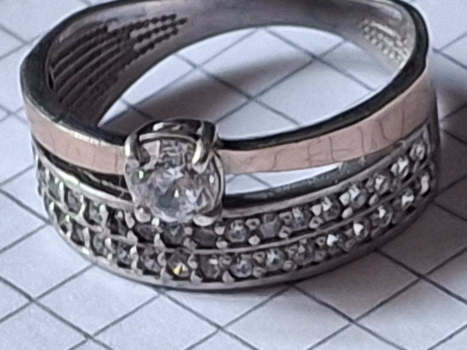 Срібне кільце с золотом