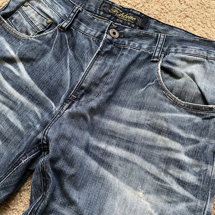 Джинсы синие Fishbone straight прямые клеш буткат фейд фларед bootcat flared jeans