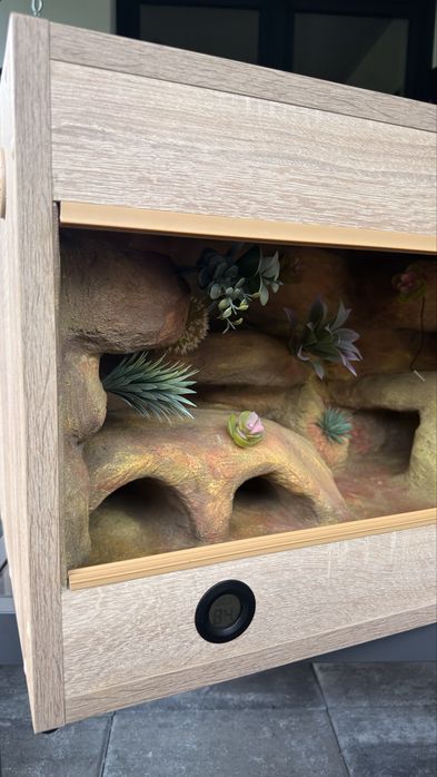 Terrarium 80x40x40cm, Regulator temperatury, 2x wejscia pod żarówkę