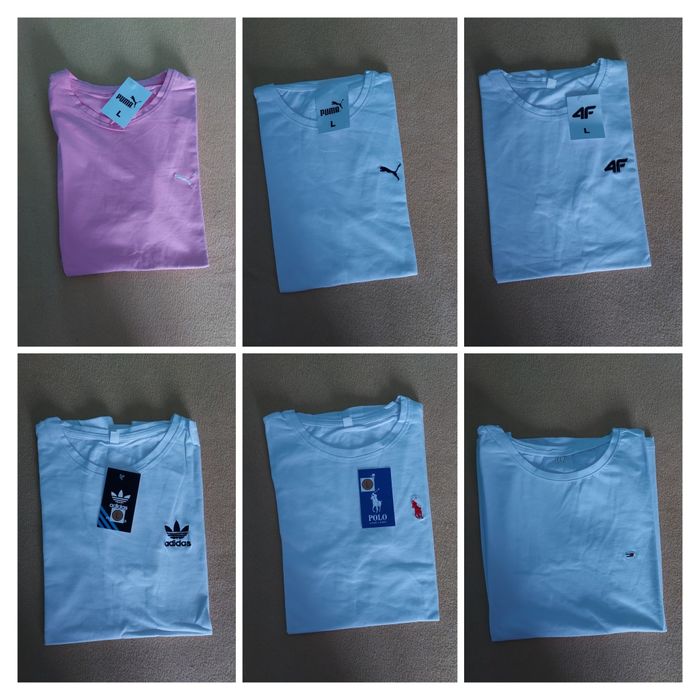 Damskie koszulki bawełniane z wyszywanym logo.  S.M.L