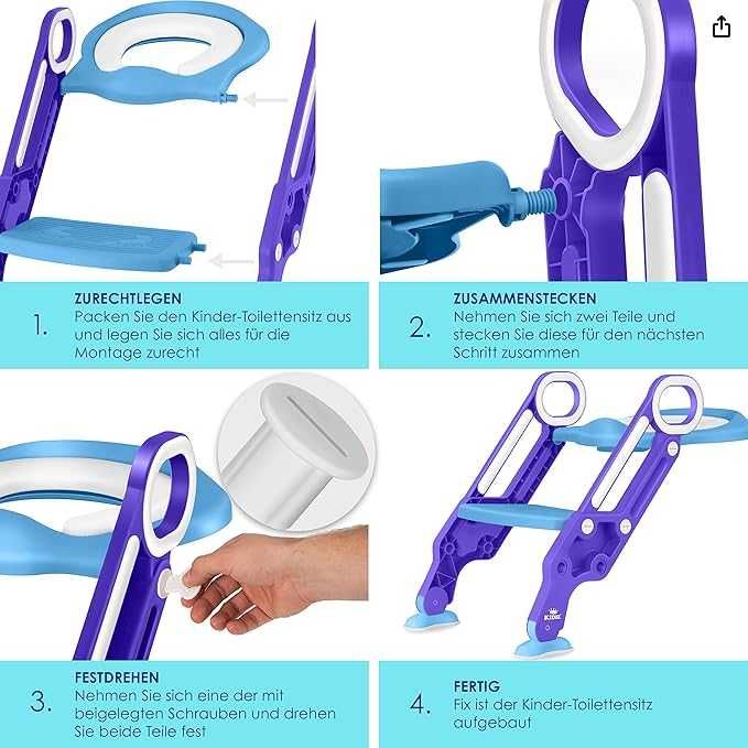 KIDIZ Dziecięca deska sedesowa trener toaletowy ze schodami  uchwytami