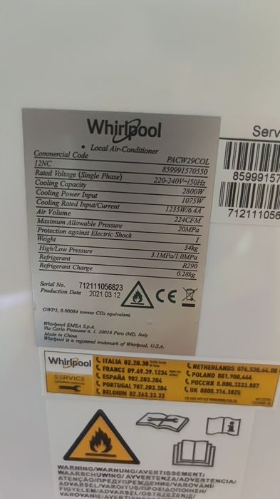 Кондиціонер переносний Whirlpool PACW29COL